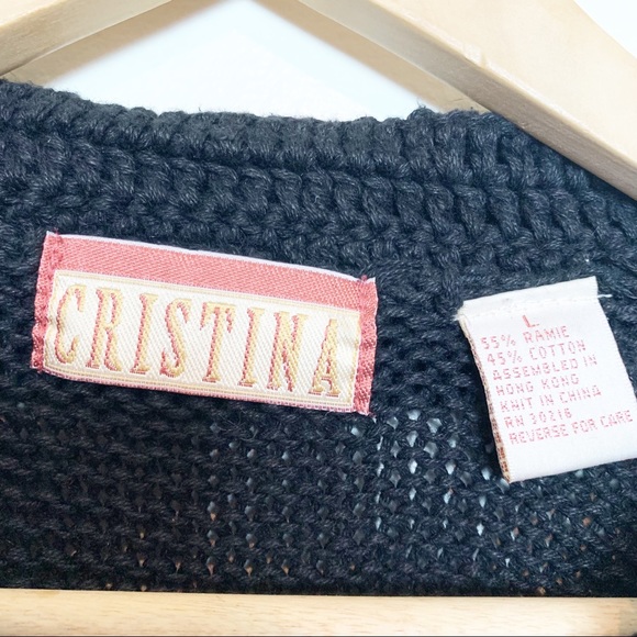 Vintage Black & White Pearl & Rhinestone Open Front Cardigan Women’s Size Large - Picture 8 of 9